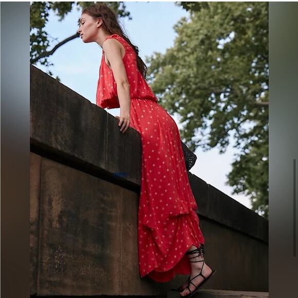 Free People Red Wide Leg Jumpsuit - Picture 6 of 14